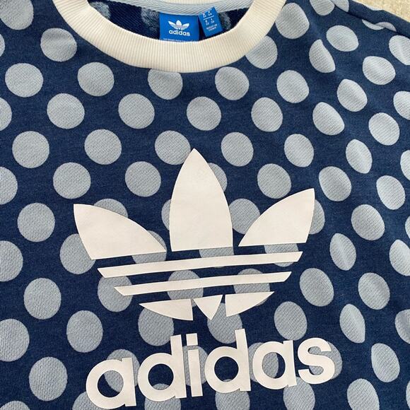 ADIDAS Women's Trefoil Dot Allover Print Sweater Pullover. XS - Picture 4 of 8